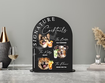 Custom Dog Signature Drinks Sign-Wedding Bar Sign Dog-Pet Signature Drink Menu-Acrylic Pet Bar Menu Sign-Signature Cocktail Sign Dog