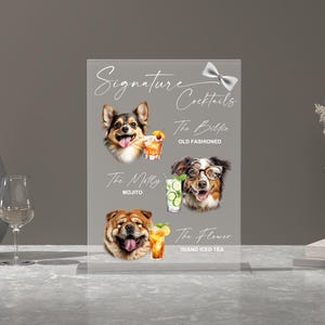 Signe de boissons exclusives pour chien - Signe de boisson emblématique d'animal de compagnie - Signe de bar pour mariage