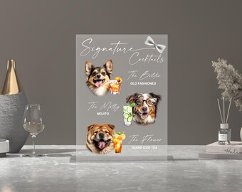 Dog Signature Drinks Sign-Pet Signature Drink Sign-Wedding Bar Sign Dog-Dog Signature Cocktails Sign-Pet Signature Drink Bar Menu