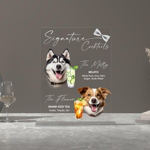 Signe de boissons exclusives pour chien - Signe de boisson emblématique d'animal de compagnie - Signe de bar pour mariage