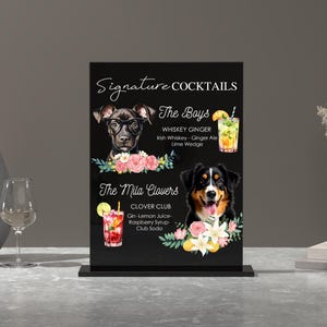 Signe de boissons exclusives pour chien - Signe de boisson emblématique d'animal de compagnie - Signe de bar pour mariage