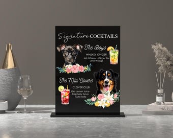 Dog Signature Drinks Sign-Pet Signature Drink Sign-Wedding Bar Sign Dog-Dog Signature Cocktails Sign-Pet Signature Drink Bar Menu