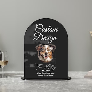 Signe personnalisé de boissons de marque de chien-enseigne de bar de mariage chien-signe de boisson de signature d'animal de compagnie-signe acrylique de menu de bar pour animaux de compagnie-signe de cocktail signature chien