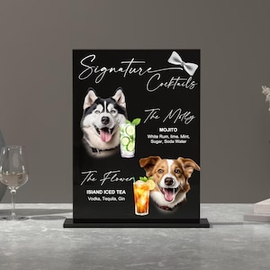 Signe de boissons exclusives pour chien - Signe de boisson emblématique d'animal de compagnie - Signe de bar pour mariage