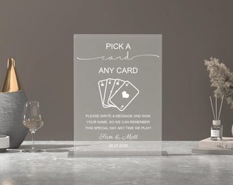 Pick a card acrylic sign, Playing cards guestbook sign,Playing cards guestbook acrylic sign,Playing Card Guestbook, Acrylic Wedding Decor