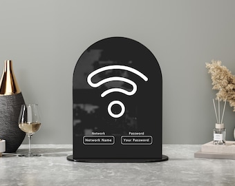 Cartel con contraseña de wifi - Cartel personalizado para wifi en Airbnb - Cartel de red wifi personalizado para huéspedes - VRBO - Alquileres vacacionales - Restaurantes - Bares - Hoteles