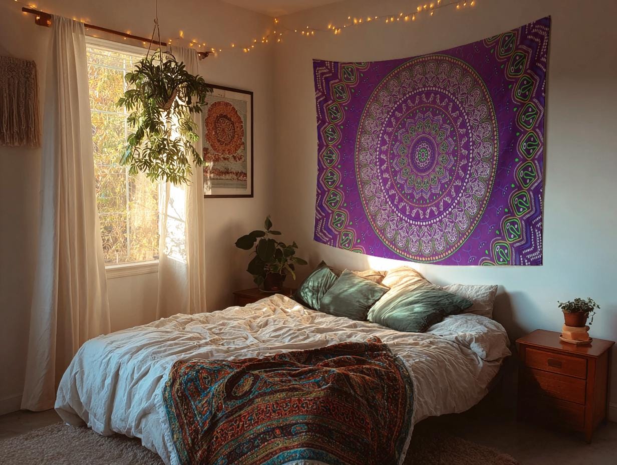 Purple Mandala Tapestry Spiritual Nature Hippie Tapestry Boho