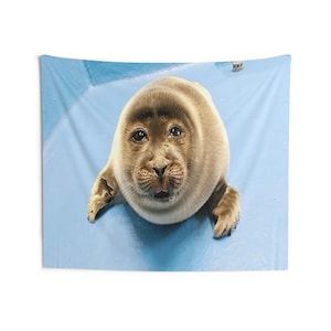 niko seal tapestry, silly seal hanging tapestry ocean decor baikal seal niko meme large tapestry, funny seal meme selkie seal sea wall decor image 6