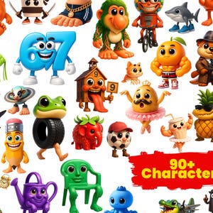 Italian Brainrot PNG Bundles - 90+ 3D Chibi Meme Characters | Digital Download Clipart