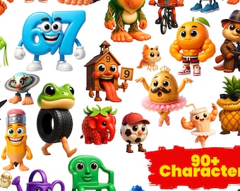 Paquetes de imágenes PNG de memes italianos: más de 90 personajes chibi 3D / Descarga digital
