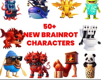 Italian Brainrot PNG, New 50+ 3d Chibi Meme Characters | Digital Download Clipart Bundles