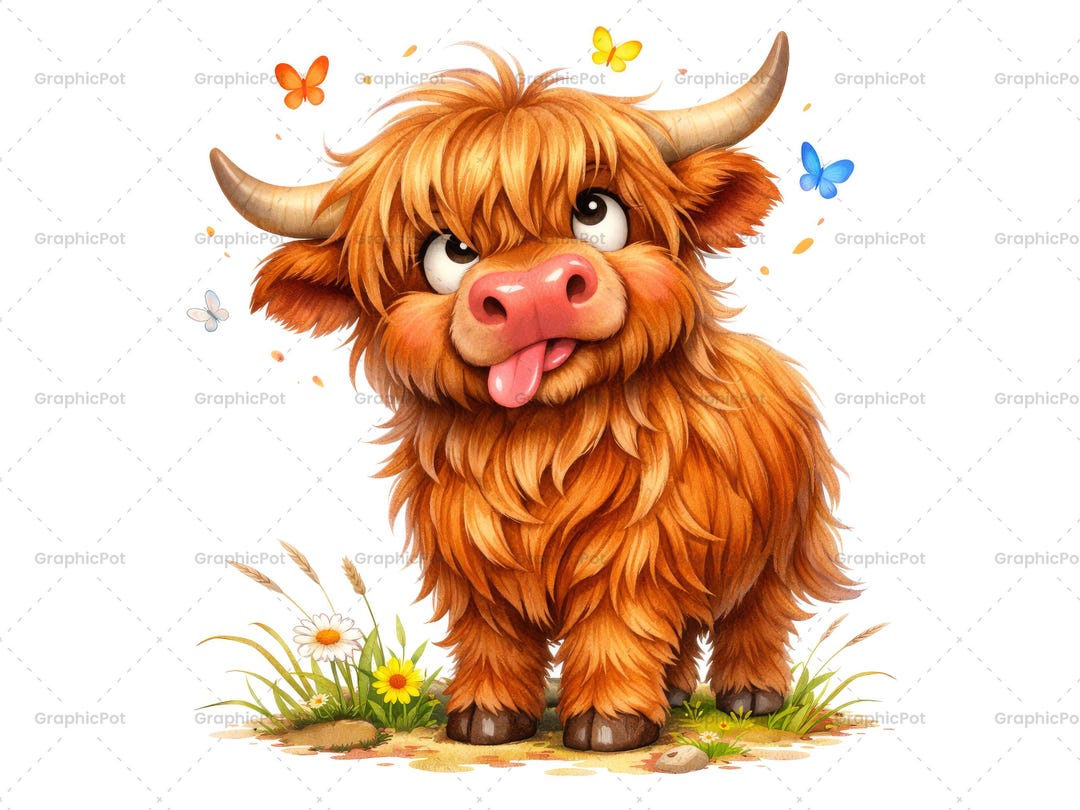 Highland Cow Watercolor Clipart, 20 Jpgs, Farm Animal Clipart ...