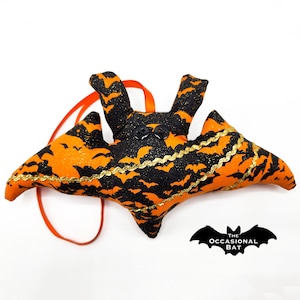 Black and Orange Microbat with Bats and a Hint of Gold Glitter image 1