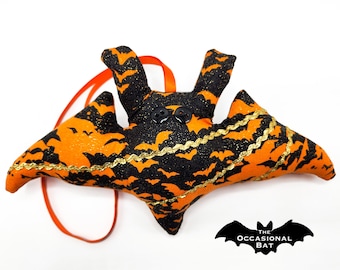 Black and Orange Microbat with Bats and a Hint of Gold Glitter
