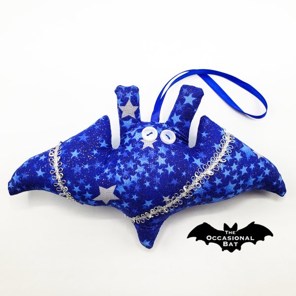 Blue Microbat with Silver Glittery Stars