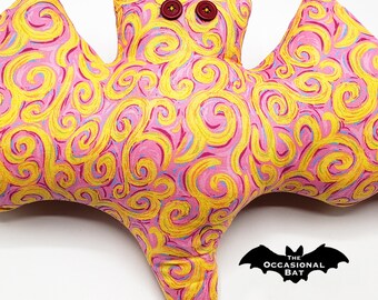 Pink and Yellow Swirl Bat Pillow *SALE*