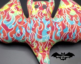 Flaming Hot Flannel Bat Pillow