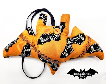 Orange Halloween Bat Ornament (Minibat) with Bats