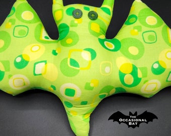 Green Mod Bat Pillow with Groovy Dots *SALE*