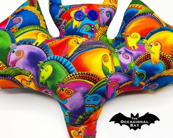 Colorful Bat Pillow with Horses