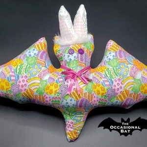 Easter Bat Pillow with Pink Gingham Back image 2