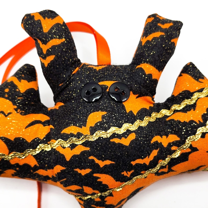 Black and Orange Microbat with Bats and a Hint of Gold Glitter image 2