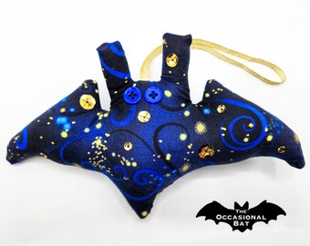 Blue and Black Microbat with Gold Accents