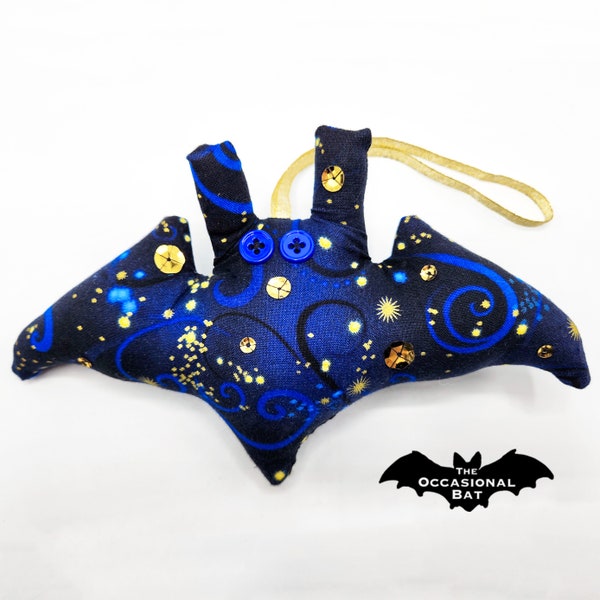 Blue and Black Microbat with Gold Accents