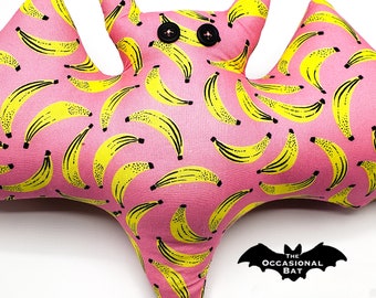 Pink Fruit Bat Pillow with Bananas