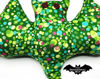 Green Bat Pillow with Mod Dots *SALE*