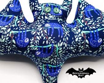 Blue Bat Pillow with Sloths