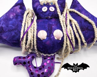 Purple Rain Mermaid Bat Pillow - One-of-a-kind