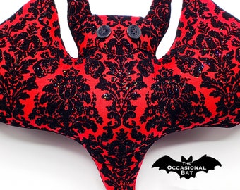 Red Bat Pillow with Black Flocking