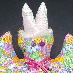 Easter Bat Pillow with Pink Gingham Back image 4