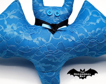 Turquoise Lace Gothic Bat Pillow with a Black Rose Choker