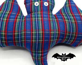 Blue, Red, and Green Plaid Bat Pillow *SALE*