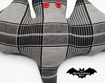 Black and Grey Plaid Bat Pillow *SALE*