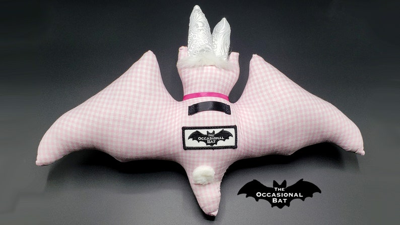 Easter Bat Pillow with Pink Gingham Back image 6