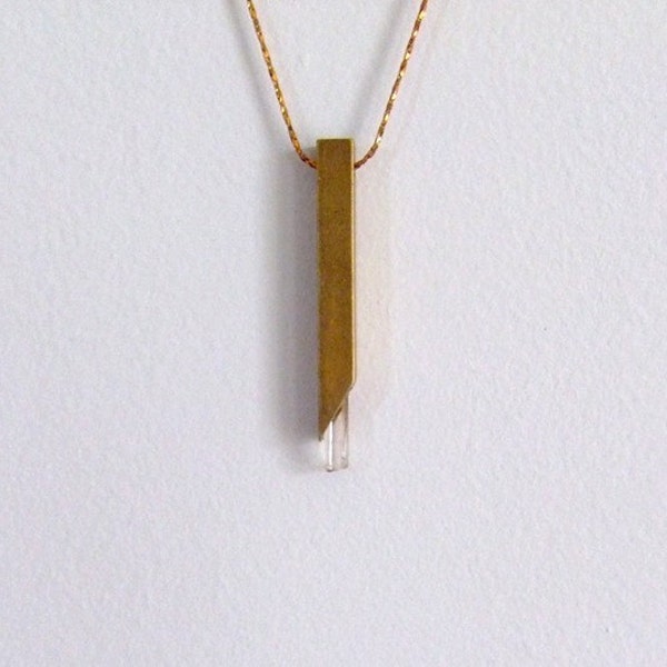 no. 379 - quartz and brass stick necklace