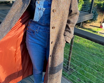 1960s-70s Vintage Jimmy Hourihan original brown Tweed jacket/overcoat-  made in Dublin, Ireland. Sz M/L.