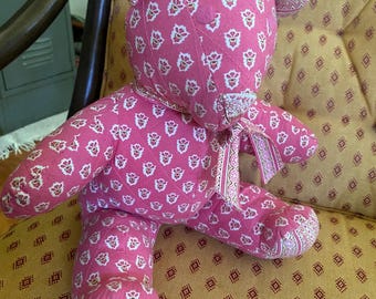 Oso de peluche acolchado cosido de estilo vintage de Pierre Deux, Francia.