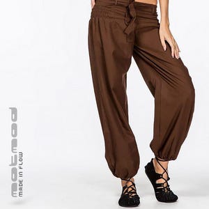 Boho Cotton Harem Pants for Women – Breathable Wide Leg Yoga Trousers – Relaxed Fit Summer Lounge or Festival Clothing