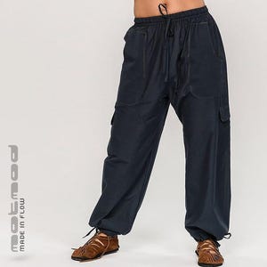 Women’s Cotton Yoga Pants with Pockets — Soft Knit Harem Pants with Lycra — Relaxed Fit Lounge Pants for Travel, Fitness, Boho Style