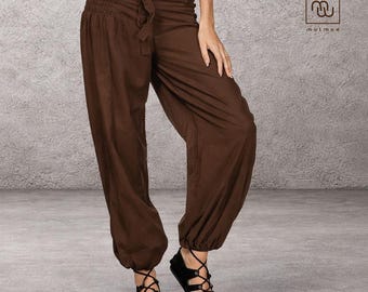Boho Cotton Harem Pants: Relaxed Fit Yoga Lounge Trousers