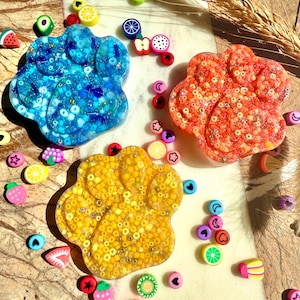 ANIMAL PAW Picky Pad • 9 Colours • Stimming • Seed Beads • Distracting • Silent Fidget • Stress Fidget Aid • Latex free • Beaded Pad
