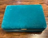 Vintage Teal Velvet Jewelry Box