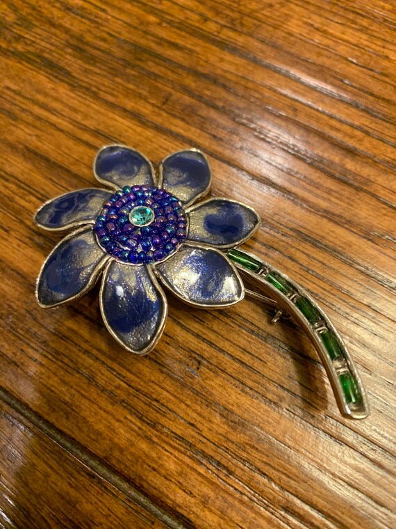 Vintage Signed Danecraft Seven Petal Blue Flower … - image 8