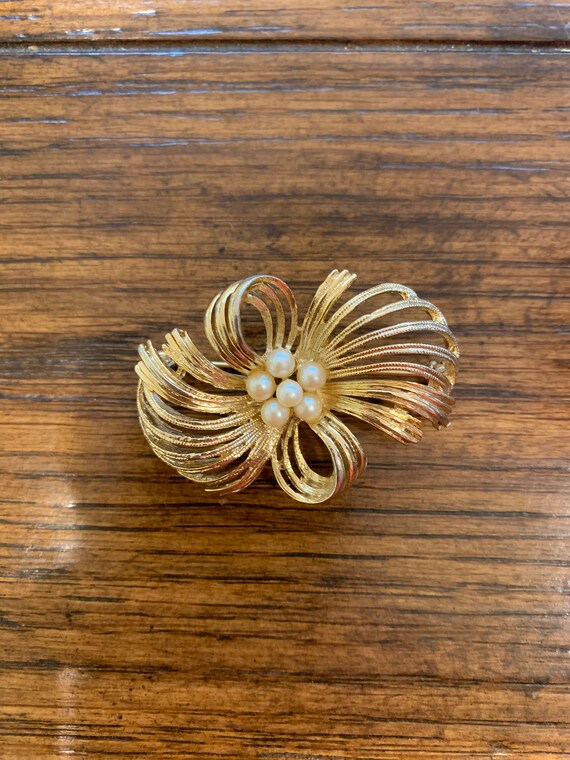 MJent Signed Gold Tone Textured Starfish Brooch Modernist 1970/'s-80/'s SJK Vintage Abstract