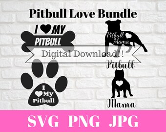 Download Art Collectibles Clip Art T Shirts Decals I Heart Love My Pitbull Bone Svg Png Jpg For Cricutsilhouette Digital Download Car Window Decal
