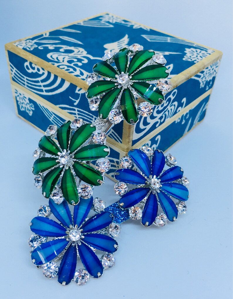 Emerald & Sapphire Vintage Style Shoe Clips Decorative Shoe Etsy